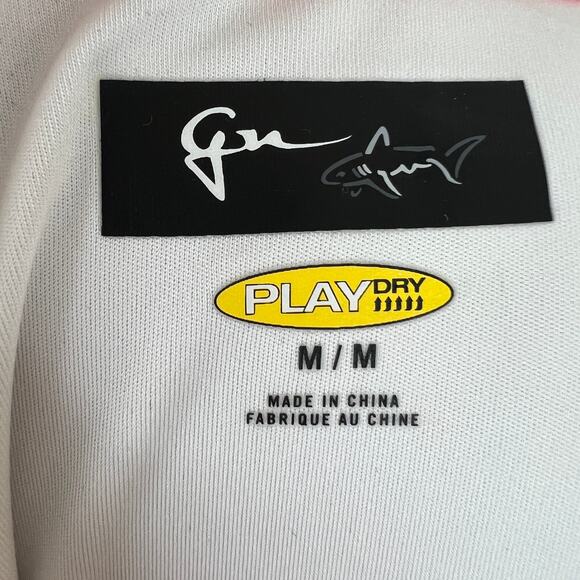 Greg Norman Play Dry White Quarter-Zip Short Sleeve Polo Shirt Side Stripe M - Picture 7 of 9